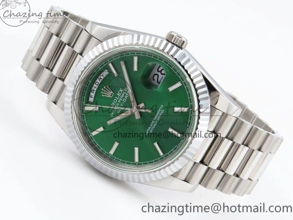 Stick Steel SS 40 Dial (Gain V3 Light JDF Weight) President Green DayDate on VR3255 904L Bracelet 0401